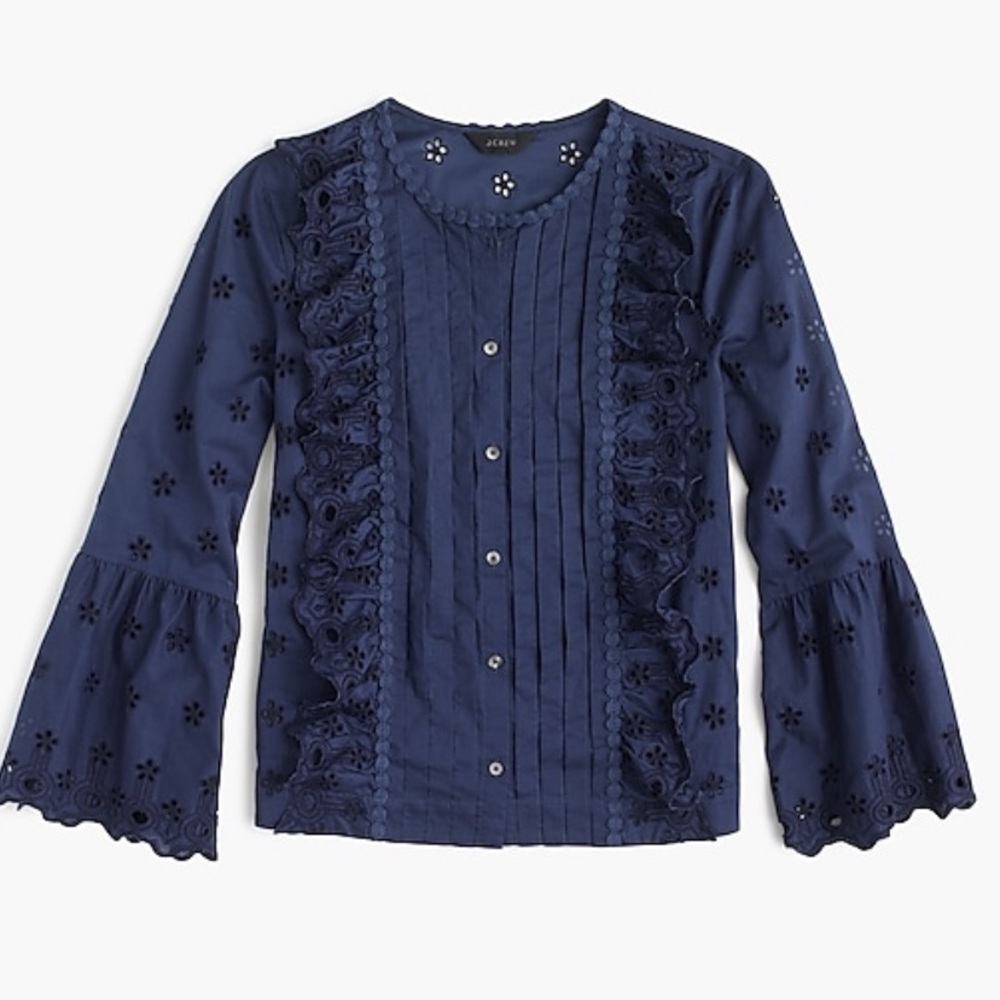 J. Crew Floral Eyelet Top